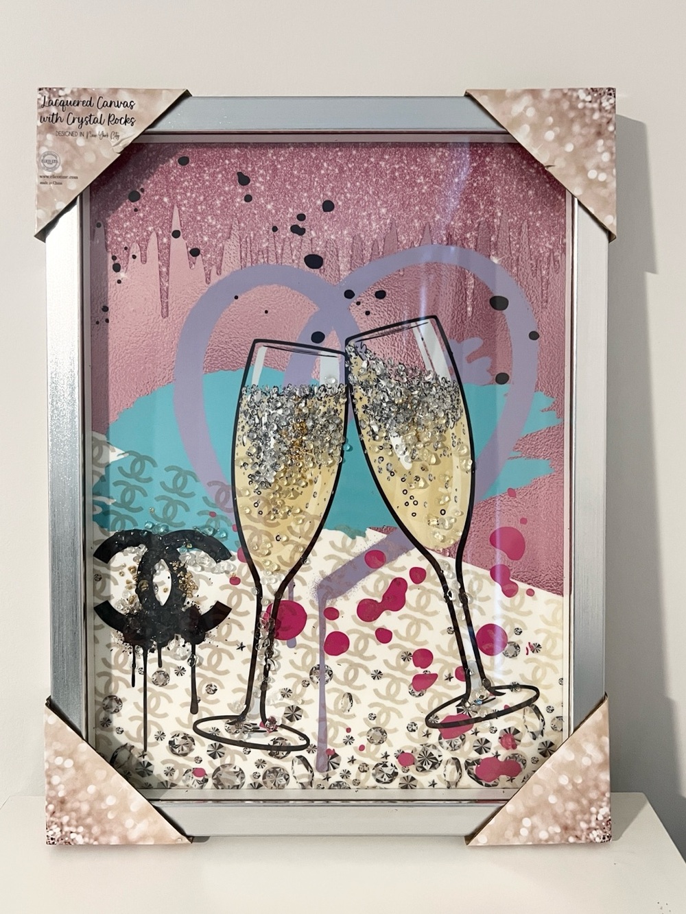 CC Glitter Champagne Toast Wall Art